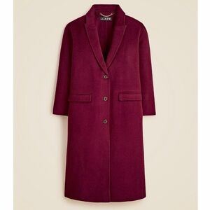 J Crew Petite Chiara Topcoat in Italian Double Face Wilshire Red
